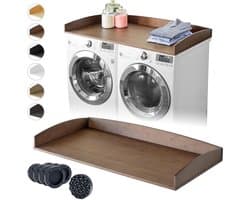 Wasdroger Aanrecht - Wasmachine Topper - Wasruimte Organisatie - Premium Bamboe Materiaal - 54 inch Breed - Donker Walnoot