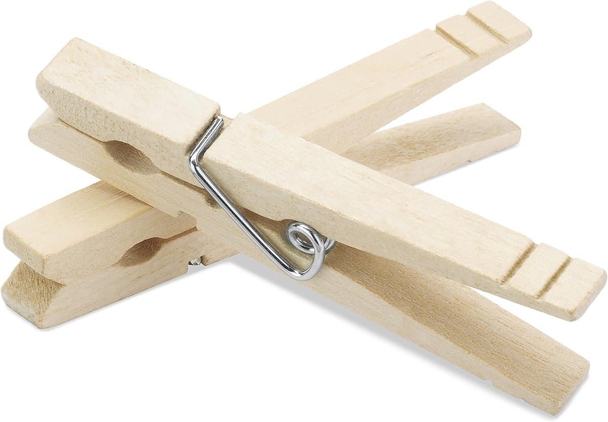 Houten Wasknijpers - Kledinghangers - Was ophangen - Niet-roestende veren - 100 stuks - Natuurlijk — afbeelding 1