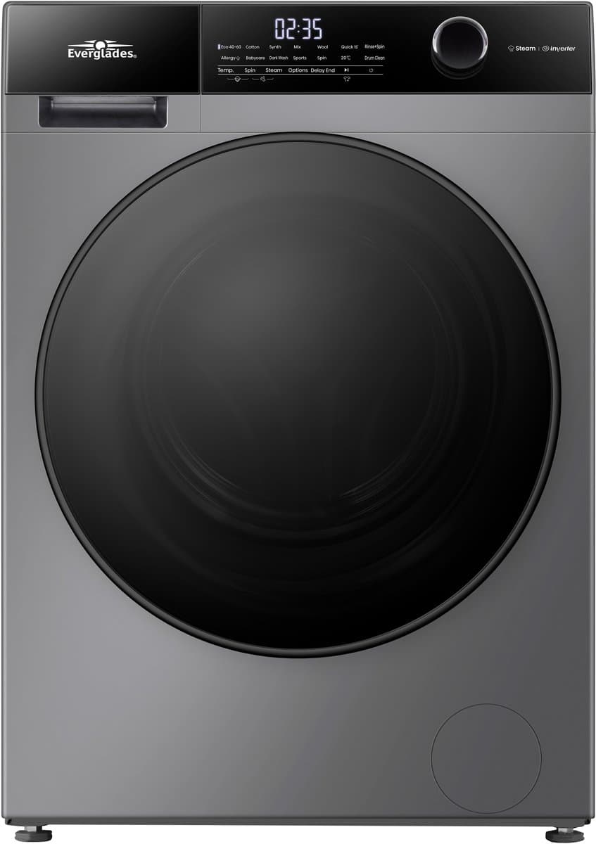 Everglades EVWM91422AG - Wasmachine 9KG - Titanium Gray - Energieklasse A-20% - Stoomfunctie - 15 Programma's - 5 Jaar Garantie — afbeelding 1