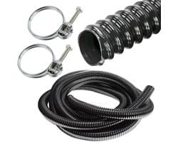 Afvoerwaterslang - Spiraalslang caravan - Waterafvoer regelen - Inclusief klemmen set - 1 meter 25mm - Zwart