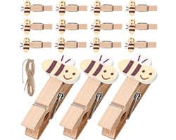 Mini Houten Wasknijpers - Kleine Clips - Knutselen Decoratie - Schattig Bijenontwerp - 100 Stuks - Multicolor