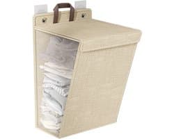 Opvouwbare wasmand voor aan de muur - Beige - Grote capaciteit