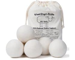 Drogerballen - Wasbollen - Wasdroger ballen - Energiebesparend - Herbruikbare Wollen drogerballen - Dryerballs - Wasballen - 6 stuks