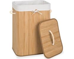 tectake® Robuuste bamboe wasmand - Opvouwbaar met deksel en uitneembare waszak - Verschillende modellen - 72L - Naturel - Rechthoek — afbeelding 1