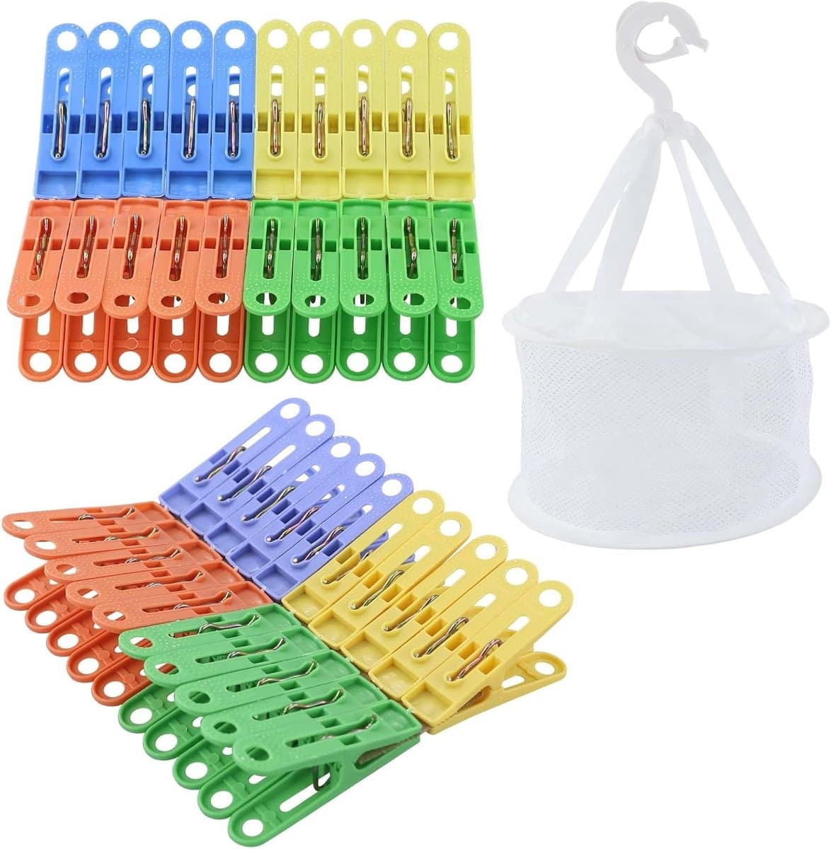 Wasknijpers Set - Kledingclips - Was Drogen - Sterke Grip - 40 Stuks - Wit en Kleuren — afbeelding 1