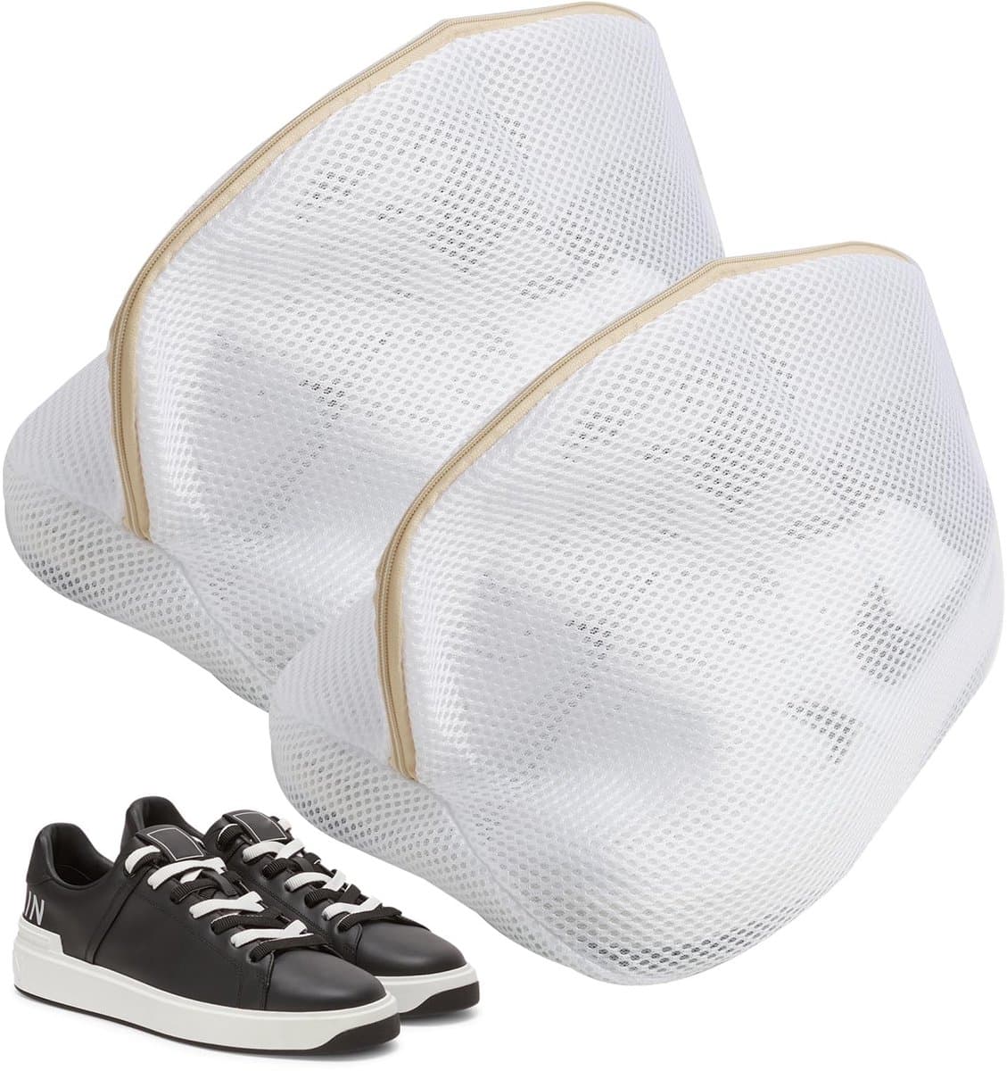 Allecto - Schoenwaszakken - Set van 2 - Voor veilige wasbeurt - Beige - Herbruikbare waszakken voor schoenen - Geschikt voor gym schoenen en kleding — afbeelding 1