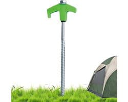 Grondanker Schroefharingen - Tentharingen Robuust - Tent Opbouwen - Licht in Donker - 20 cm - Groen