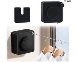 Uitschuifbare waslijn, 4,8 m, niet doorhangend, intrekbare waslijn, wandmontage, roestvrij stalen touw, intrekbare kledinglijn, drogen van kleding, Waslijn voor balkon, hotel, waskamer