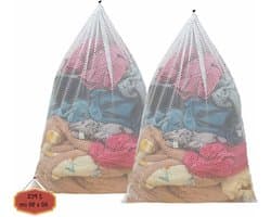 Waszakken 60x90cm, 2 Stuks, Mesh Waszakken voor Kleding, Ondergoed, Sokken en Babykleding, Duurzaam en Herbruikbaar met Trekkoord