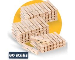 Pasper Wasknijpers - 80 stuks - houten wasknijper - 7.3 x 1 x 1.3 cm - FSC hout