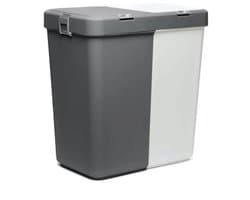 Wasmand - Wassorteerder - Wasmand opvouwbaar - Wasbox - Wasmand met touch deksel - Sumpas Wasmand - 2 vakken -80 Liter - 100% gerecycled plastic - Antrasit/Wit
