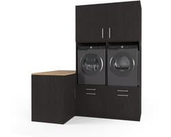 Wasophoogte® Wasmachine Kast Cape Town - Wasmachine verhoger - Wasmachine ombouw - 700(D)*2030(B)*2350(H) mm - Zwart