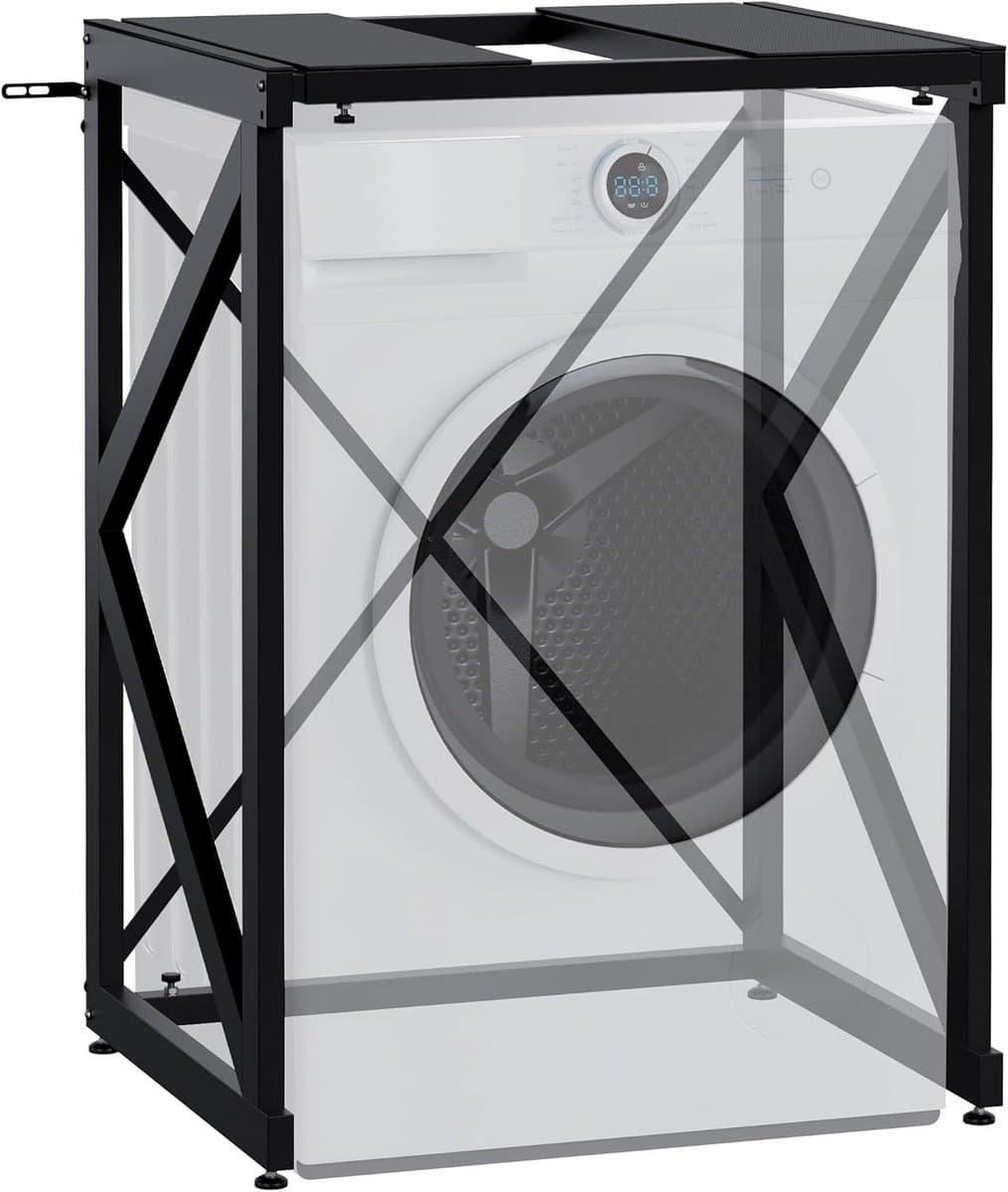 Wasmachine Verhoger - Opzetrek - Ruimte Besparen - Extra Stabiel Frame - Max 300 kg - Zwart — afbeelding 1