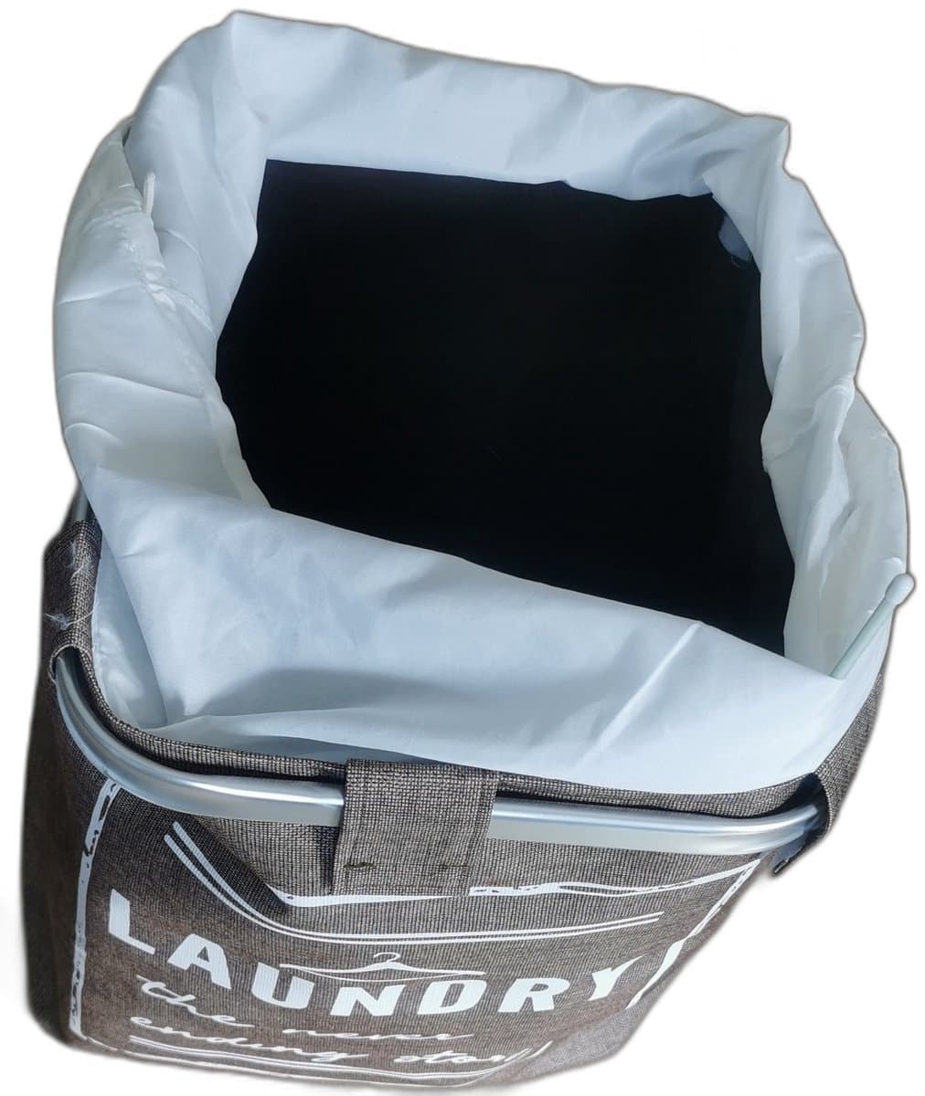 Wasmand - Wasmanden - Elegante Aluminium Opbergemmer met Ringhandvat - Wasmand inklapbaar - Opvouwbare Wasmanden - 35cm x 30cm x 50cm - IJzeren Pijpenrek — afbeelding 1