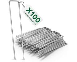 100x Gegalvaniseerde Grondankers voor Worteldoek - Stevige Stalen Grondnagels Set - 150x25mm Ø2,7mm - Ideaal voor Tuin, Camping en Landschapsarchitectuur