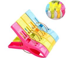 Strandlaken Knijpers - Wasknijpers - Grote Handdoek Klemmen - Badlaken Clips - 4 Stuks - wasknijper - dekbedhoes - Gekleurde grote kunststof handdoek/strandlaken knijpers 12 cm - Badlaken/strandlaken klemmen — afbeelding 1