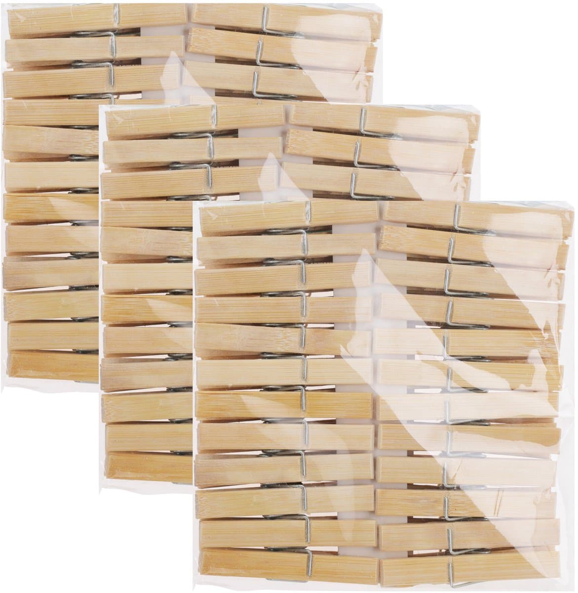 Bamboe wasknijpers - 144x - hout - 7 cm — afbeelding 1