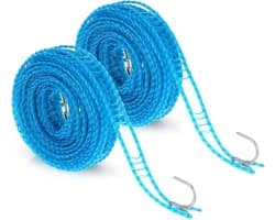 2 Stuks Antislip Waslijn Met Haken - Draagbare Reiswaslijn (5 Meter)