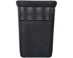 5Five Wasmand met deksel Rotan - antraciet - gevlochten kunststof - 60 liter - 42 x 33 x 57 cm