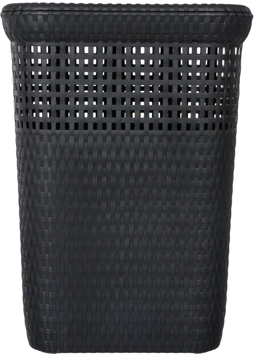 5Five Wasmand met deksel Rotan - antraciet - gevlochten kunststof - 60 liter - 42 x 33 x 57 cm — afbeelding 1
