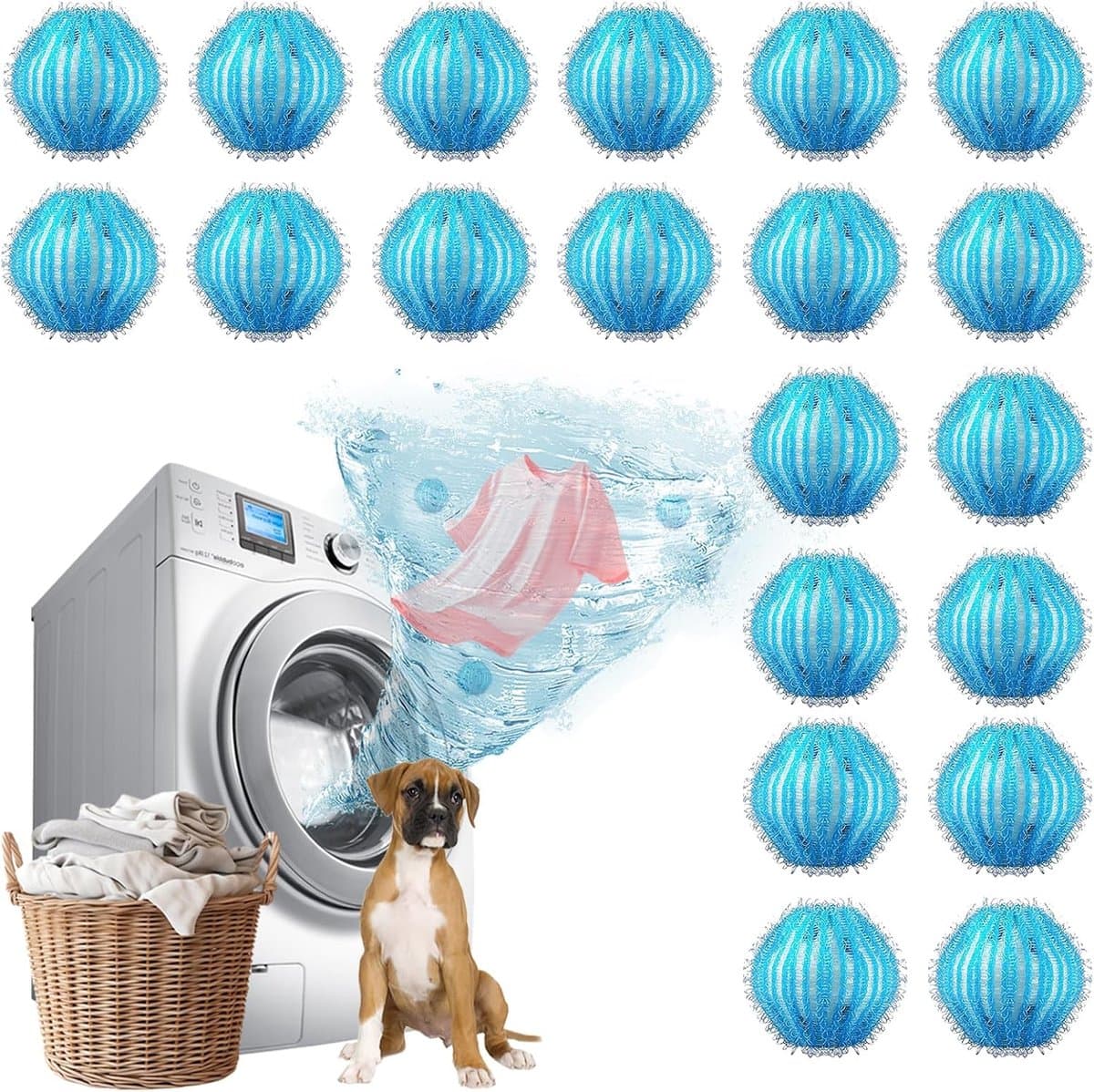 YAGXIG Pet Hair Removal Balls - Mini Ball Pluizenverzamelaar - Pluizenverzamelaar voor de wasmachine - Verwijdert effectief katten- en hondenhaar van kleding, lakens en handdoeken - Verpakking van 20 stuks — afbeelding 1
