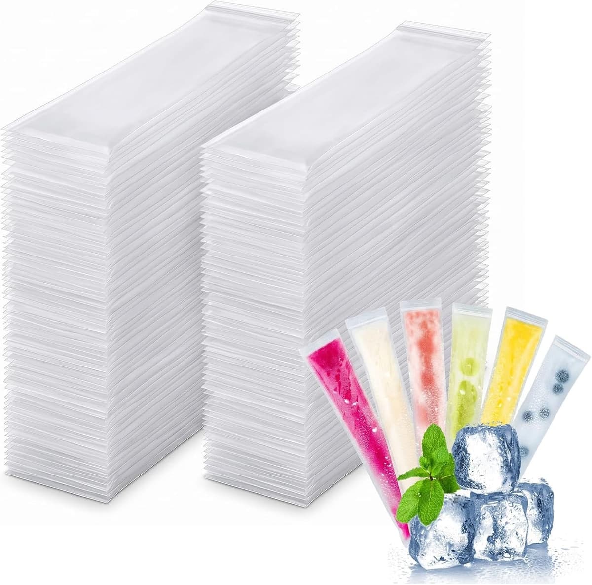IJszakken met Trechter - Transparant - 5,5 x 28 cm - Duurzaam Voedselveilig PE - Voor Zelfgemaakt IJs en Snacks — afbeelding 1