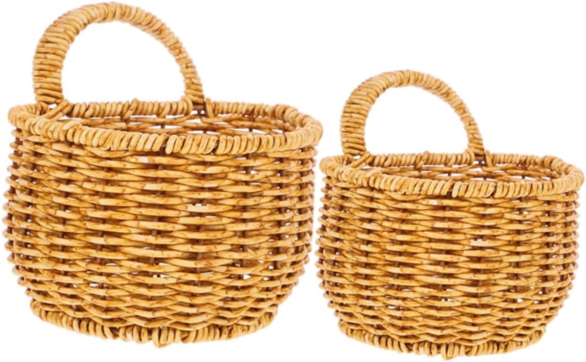 1set Wandmand Voor Gember Knoflook Handgeweven Opbergmand Van Ruimtebesparend Duurzaam Elegant Ontwerp Voor Keuken Bloemdecoratie — afbeelding 1
