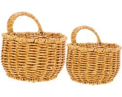 1set Wandmand Voor Gember Knoflook Handgeweven Opbergmand Van Ruimtebesparend Duurzaam Elegant Ontwerp Voor Keuken Bloemdecoratie