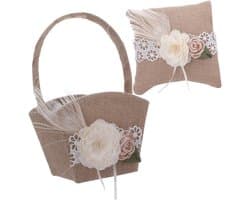 1set Bruiloft Ringkussen Bloemenmeisje Mand Elegante Decoratie Voor Trouwerij Met Bloemenmotief Charmante Afwerking Voor Romantische Ceremonies
