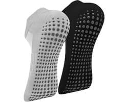 Wanme 2 paar yogasokken voor pilates, comfortabel, antislip, ademend, met antislip punten, eenheidsmaat 36-41