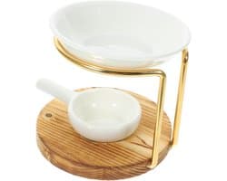 1set Tealight Wax Warmer Met Basis Ijzeren Frame Ceramische Aromatherapie Verwarmer Voor Scented Wax Geschikt Voor Woonkamer Slaapkamer Kantoor