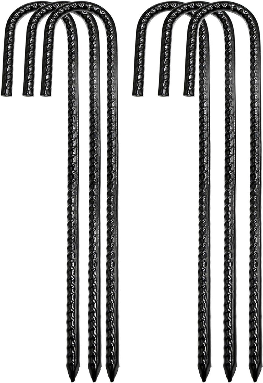 Grondanker grondwapening inzetstukken tentpalen J haken tuin zware belasting metalen paal met beitelpunt einde voor trampolines veiligheid 30,5 cm 6 stuks — afbeelding 1