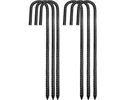 Grondanker grondwapening inzetstukken tentpalen J haken tuin zware belasting metalen paal met beitelpunt einde voor trampolines veiligheid 30,5 cm 6 stuks