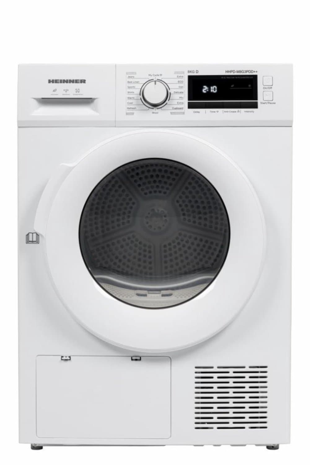 Heinner HHPD-M8G3PDD++ Warmtepompdroger – 8 kg – Energieklasse D – 16 Programma’s – Digitaal Display – Snelprogramma – Startuitstel – Anti-kreukfunctie – Trommelverlichting – Kinderslot – Wit – 5 Jaar Garantie — afbeelding 1