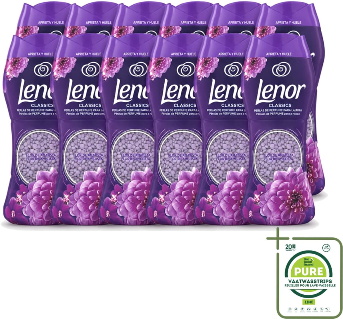 12 x Lenor Unstoppables – Geurbooster – Amethyst – 210 g - Grootverpakking - Vaatwasstrips - Geurbooster Was - Wasgeur - Wasgeur Intens - Wasgeur Langdurig - Wasgeur Amethyst — afbeelding 1