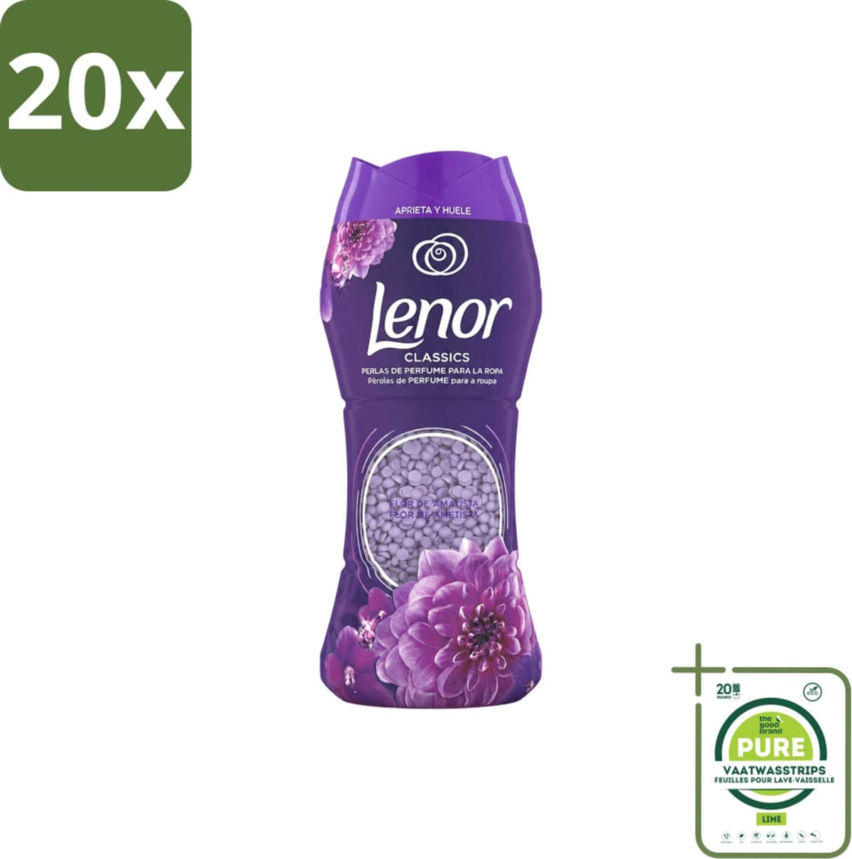 20 x Lenor Unstoppables – Geurbooster – Amethyst – 210 g - Grootverpakking - Vaatwasstrips - Geurbooster Was - Wasgeur - Wasgeur Intens - Wasgeur Langdurig - Wasgeur Amethyst — afbeelding 1