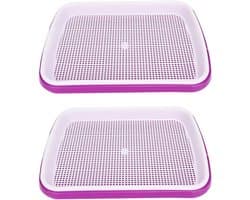 34,4 Cm Dubbellaags Kiembak met Waterreservoir en Ademend Rooster voor Microgroenten en Hydrocultuur, Binnentuinen, Kas, 2 Stuks
