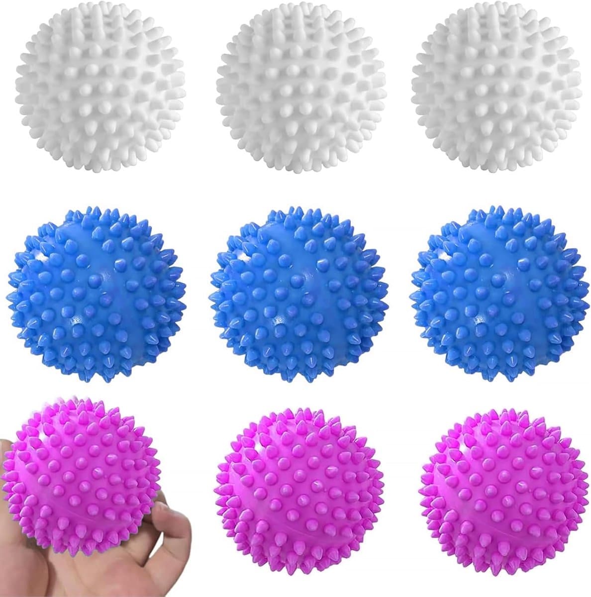 9 drogerballen, herbruikbare wasballen voor droger en wasmachine, efficiënt drogen, droogballen voor zacht wassen, verminderen rimpels en statische lading — afbeelding 1