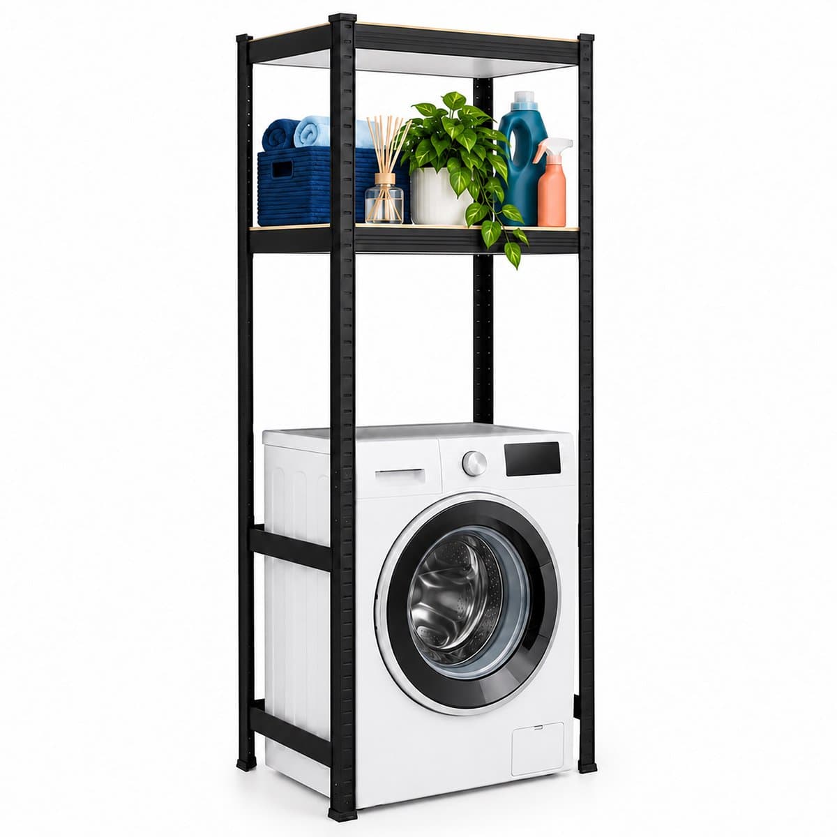 Wasmachine rek - 150 x 70 x 40 cm - tot 400 kg - zwart — afbeelding 1