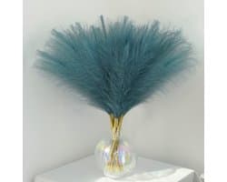 30 stuks kunstpampasgras, blauw, 55 cm, kleine pluizige pampasdecoratie voor tafelvaas, gedroogde bloemen, decoratie, turquoise, voor maritieme decoratie, badkamer, winter, woonkamer en
