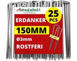 RVS Grondpinnen 150mm voor Tuinbedekking en Afdekzeil