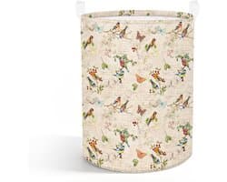 Crème Vintage Vogels Opbergmand voor Gifts,Speelgoed,Kleren