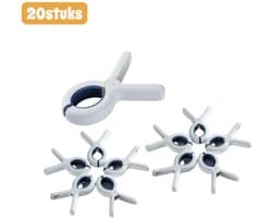 20 stuks - Wasknijpers - Knijpers - Sterk en windbestendig - Wasclips - Geschikt voor dekbedden en lakens - Antislip - Wit