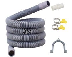EXCITAT Afvoerslang voor wasmachine - Afvoerverlenging - Universele afvoerverlengset - met afvoeraansluiting en 2 klemmen - Geschikt voor wasmachines, vaatwassers en drogers - 3 m