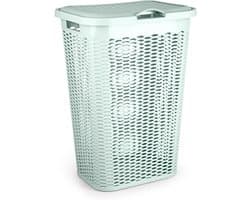 Plasticforte Wasmand Ventilation - met deksel - groen - kunststof - 51 liter - 43 x 35 x 61 cm - Badkamer - Wasgoed - Nieuw design - Zeer stevig