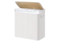 Hoppa! Wasmand - Bamboe - 3 vakken - 150 L - Opvouwbaar - Wit — afbeelding 1