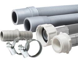 2,5m Dparts aanvoerslang en afvoerslang verlengset - 19 x 21 mm - 3/4" - wasmachine en vaatwasser afvoer en toevoer slang verlengen - waterslang verlengslang - wasmachineslang koppelstuk met slangklemmen