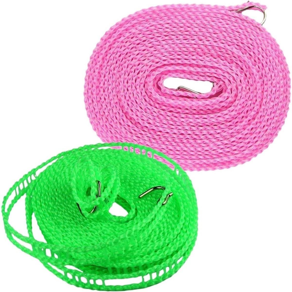EXCITAT Clothesline - Outdoor Clothesline - Adjustable Clothesline - Windproof Clothesline - With Hooks - Laundry and Clothesline - Ideal for Camping Accessories - 5m - 2 pcs - Willekeurige kleur — afbeelding 1