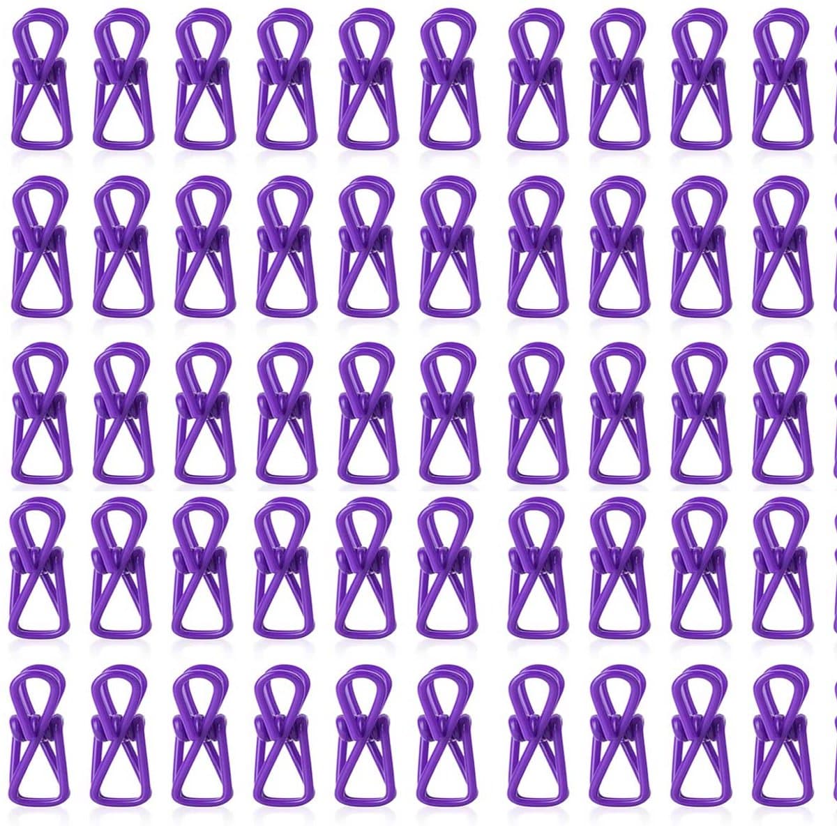 50-stuks Chipklemmen - Voedselzakklemmen - Wasknijpers - Mapklemmen - Fotodecoratie - Wanddecoratie - Geschikt voor het sluiten van snackzakken, het organiseren van documenten of het bevestigen van kleine huishoudelijke artikelen - Paars — afbeelding 1