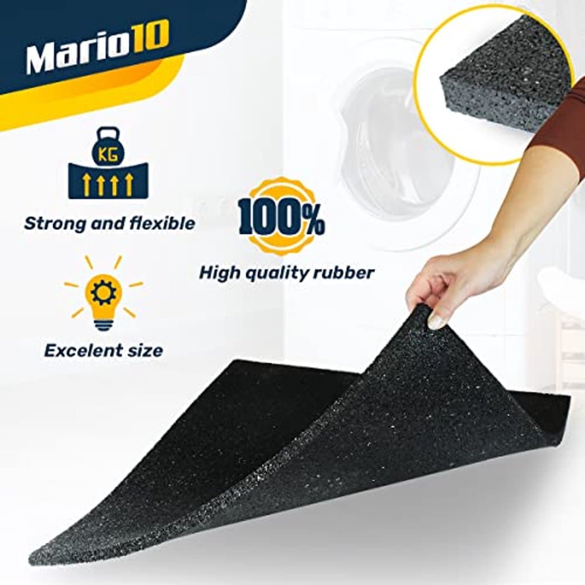 Anti-vibratiemat rubber 60x60 cm - Geluidsreducerende vloermat voor wasmachine en meubels — afbeelding 1